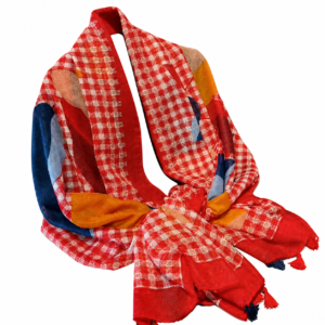 hijab Élégance patchwork rouge